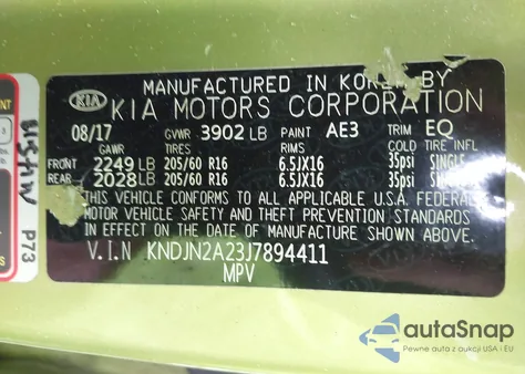 2018 Kia Soul z USA, uszkodzony, nr VIN KNDJN2A23J7894411